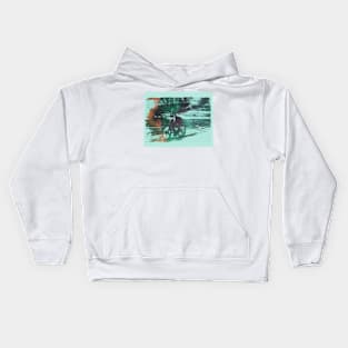 Mermaid Cyclist In Northern Lights Kids Hoodie